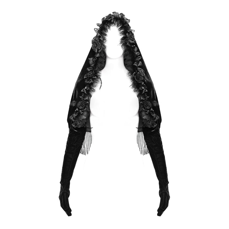 EVA LADY Women's Gothic Flower Lace Edge Cloak