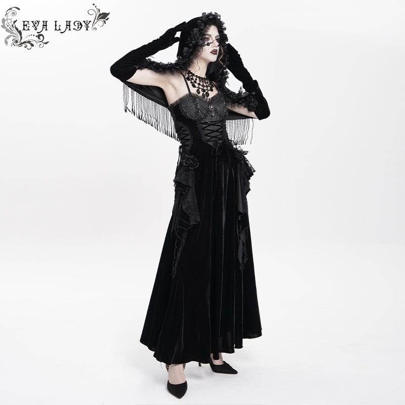 EVA LADY Women's Gothic Flower Lace Edge Cloak