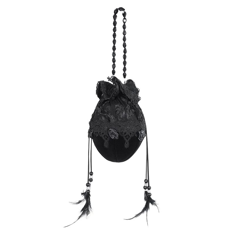 EVA LADY Women's Gothic Lace Splice Beaded Mini Bag