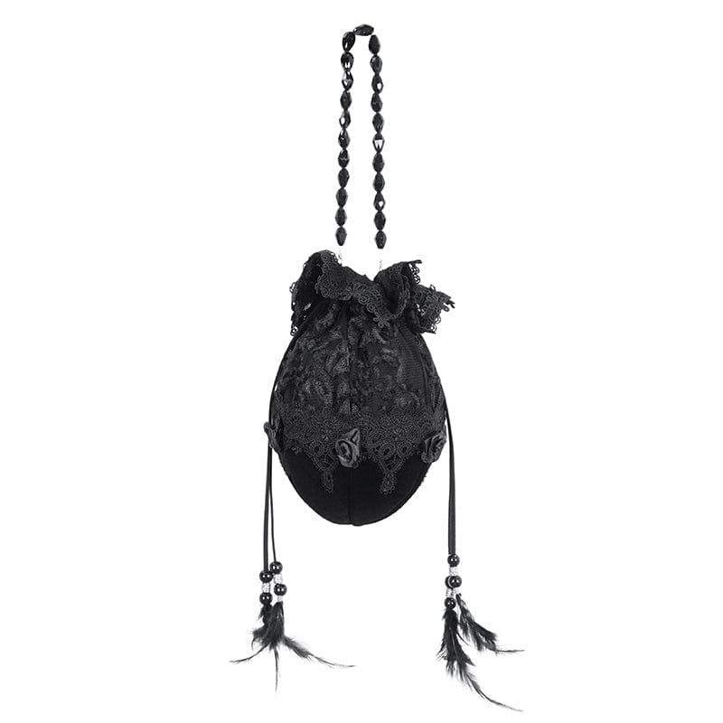 EVA LADY Women's Gothic Lace Splice Beaded Mini Bag