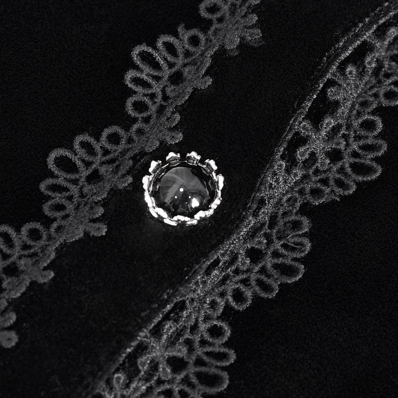 EVA LADY Women's Gothic Lace Splice Cape with Halterneck Velvet Top