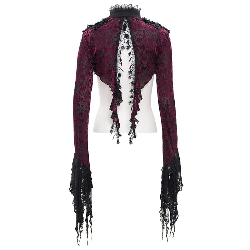 EVA LADY Women's Gothic Lace Tassels Cape Black Purple