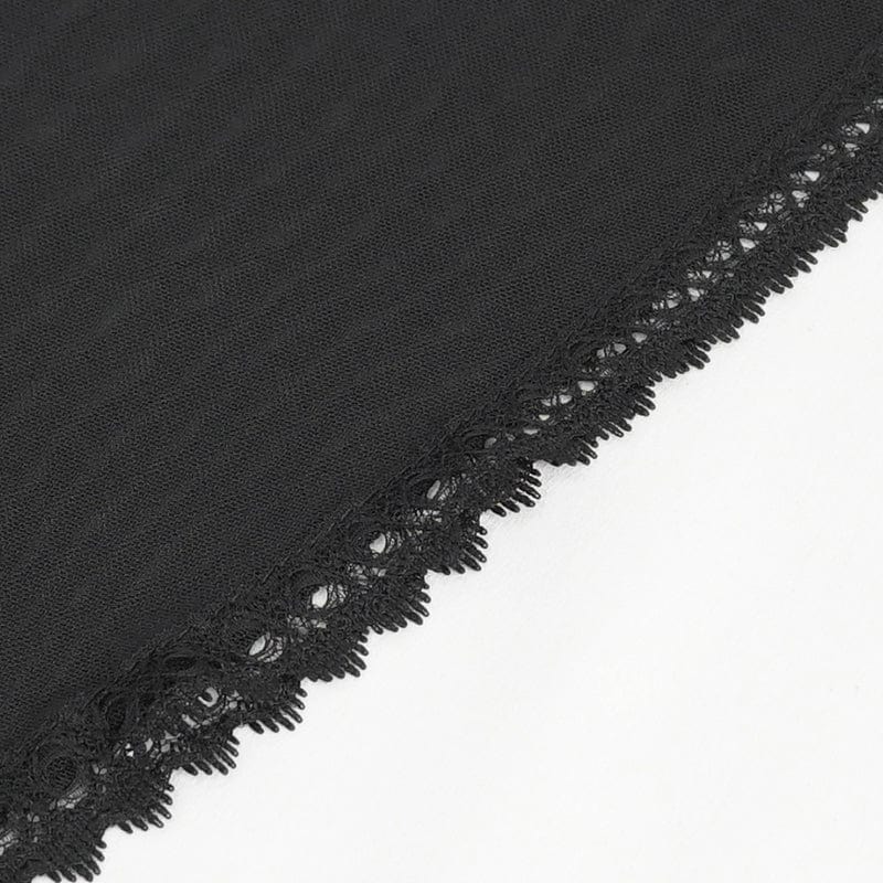 EVA LADY Women's Gothic Lace-up Ruffled Mesh Shirt