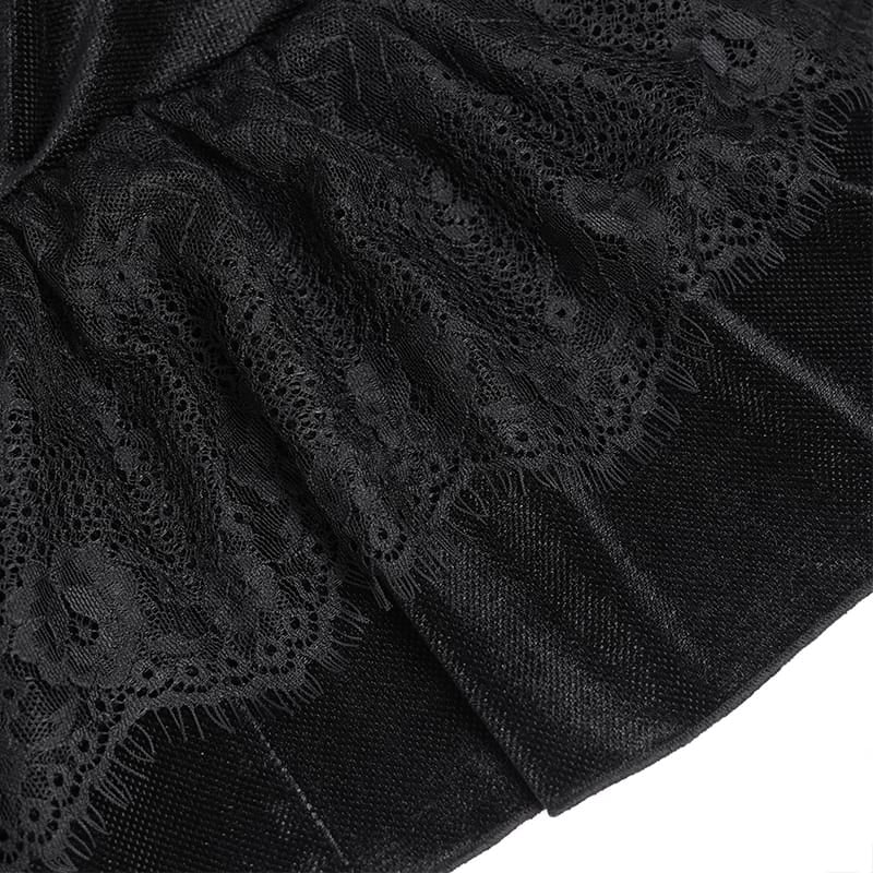 EVA LADY Women's Gothic Lace-up Ruffled Turn-down Collar Long Sleeve Blouse