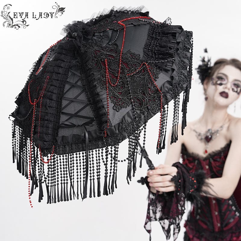 EVA LADY Women's Gothic Lace-up Tassels Umbrella