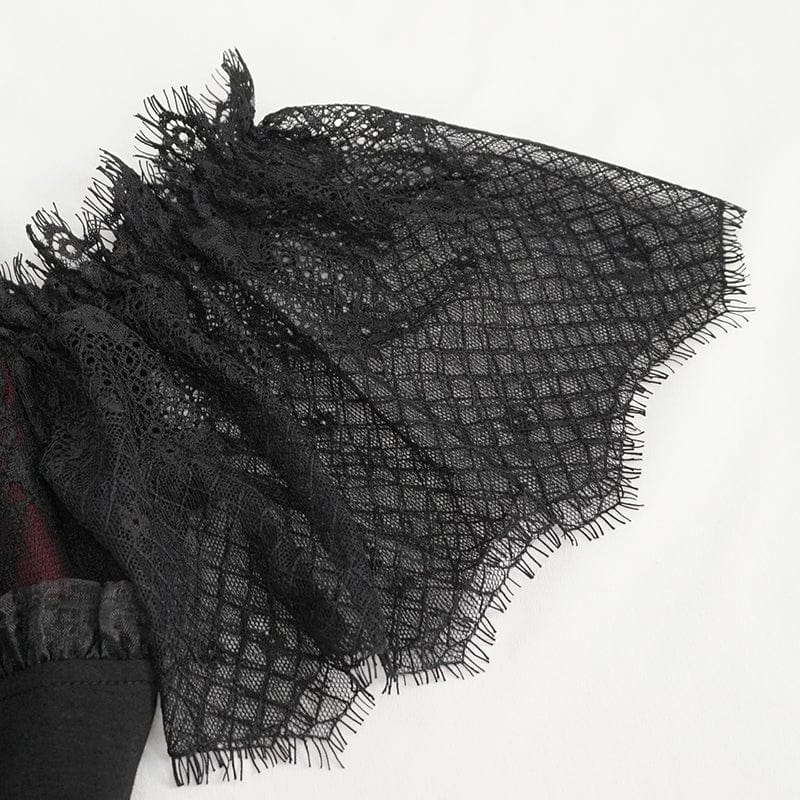 EVA LADY Women's Gothic Off Shoulder Lace Splice Shirt