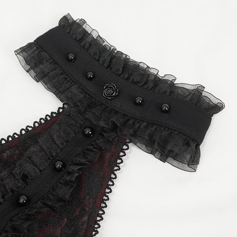 EVA LADY Women's Gothic Off Shoulder Lace Splice Shirt