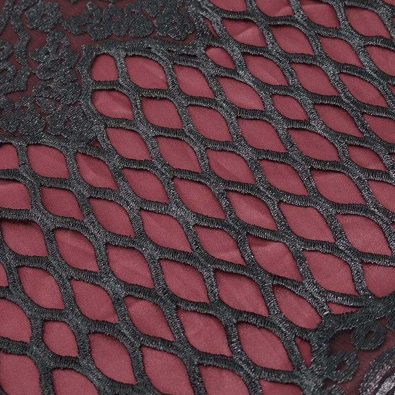 EVA LADY Women's Gothic Off Shoulder Rose Beaded Velvet Red Dress