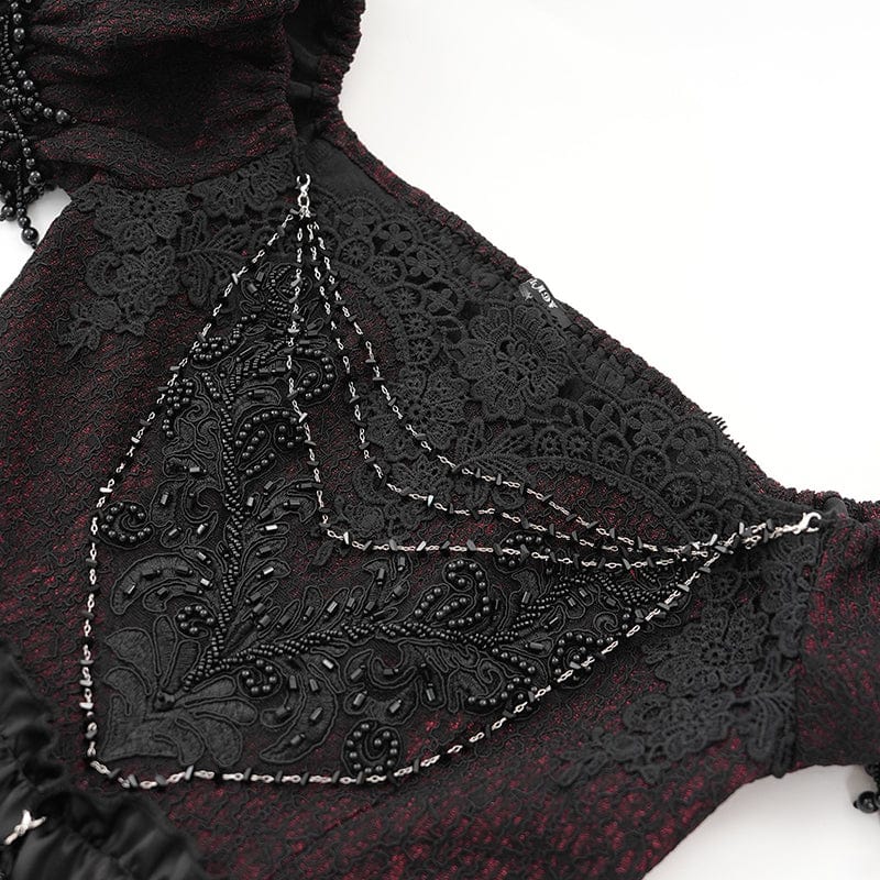 EVA LADY Women's Gothic Off-the-shoulder Lace Splice Prom Dress Black