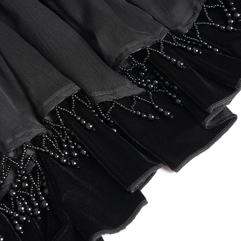 EVA LADY Women's Gothic Plumed Lace Velvet Cape