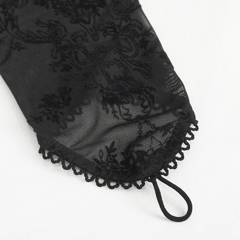 EVA LADY Women's Gothic Plunging Mesh Splice Velvet Dress