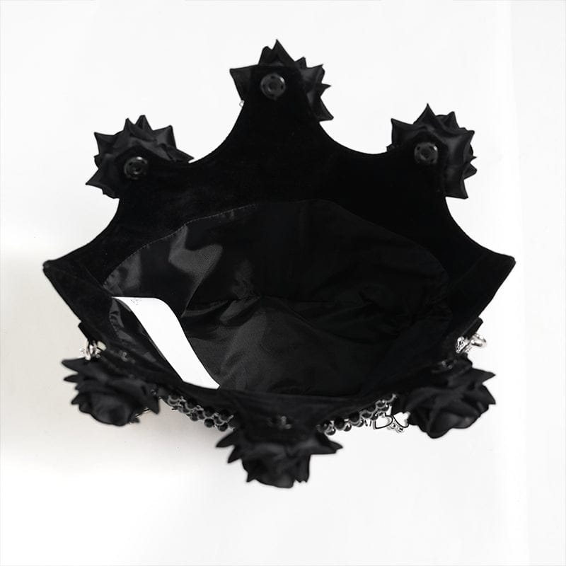 EVA LADY Women's Gothic Rose Beaded Chained Bag Black