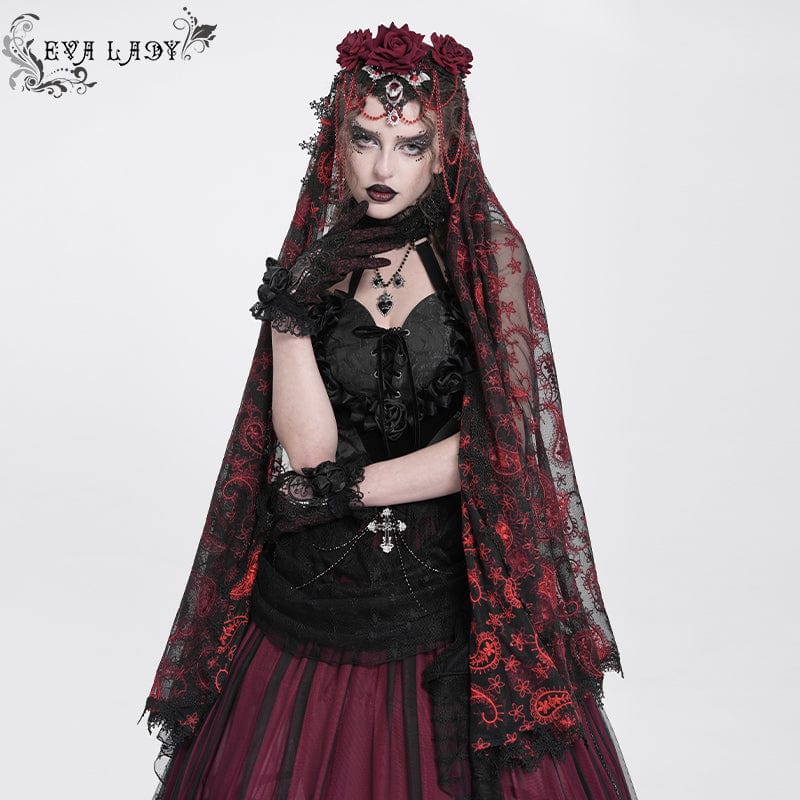 EVA LADY Women's Gothic Rose Beaded Mesh Headwear