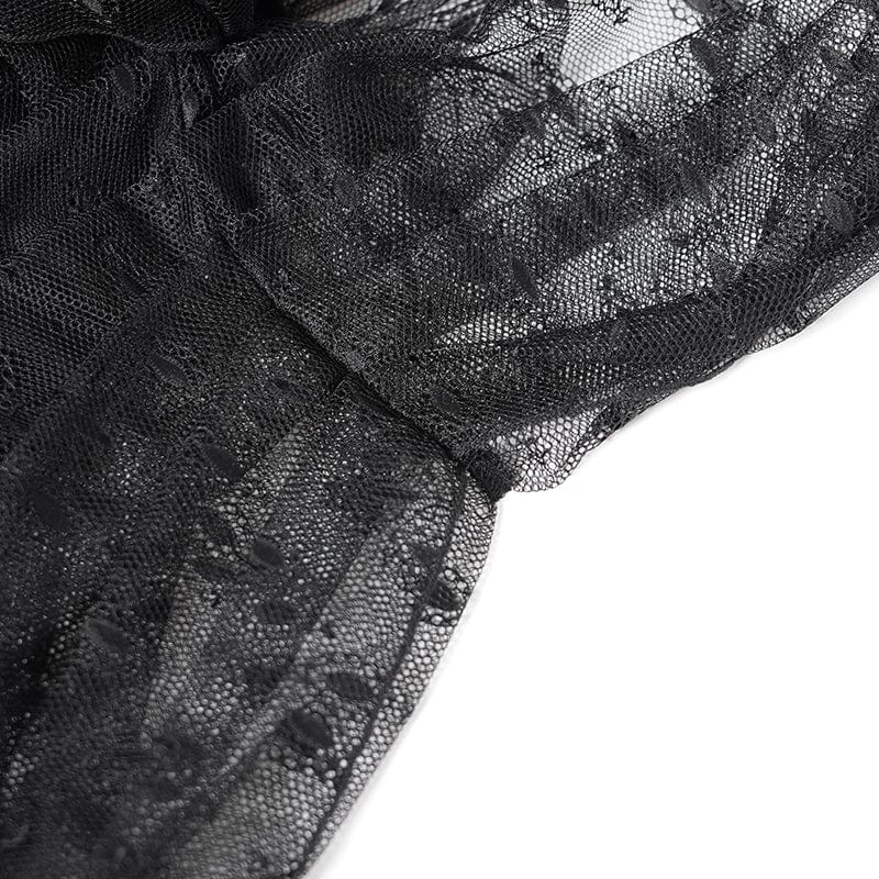 EVA LADY Women's Gothic Rose Heart Lace Splice Halterneck Shirt Black