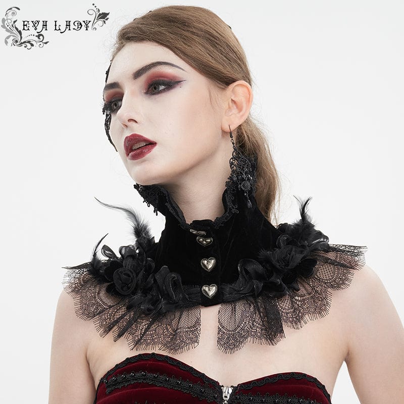 EVA LADY Women's Gothic Rose Lace Hem Neckwear