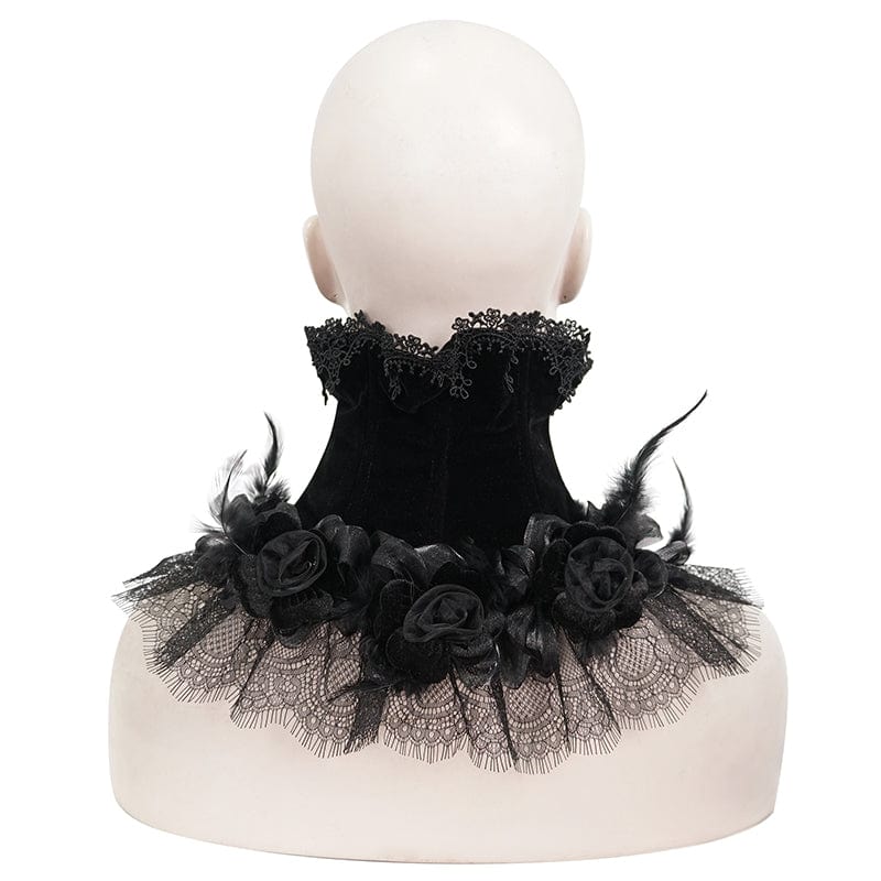 EVA LADY Women's Gothic Rose Lace Hem Neckwear
