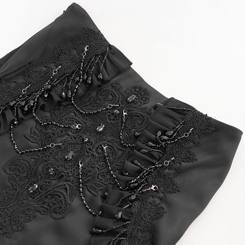 EVA LADY Women's Gothic Rose Mesh Splice High/Low Skirt