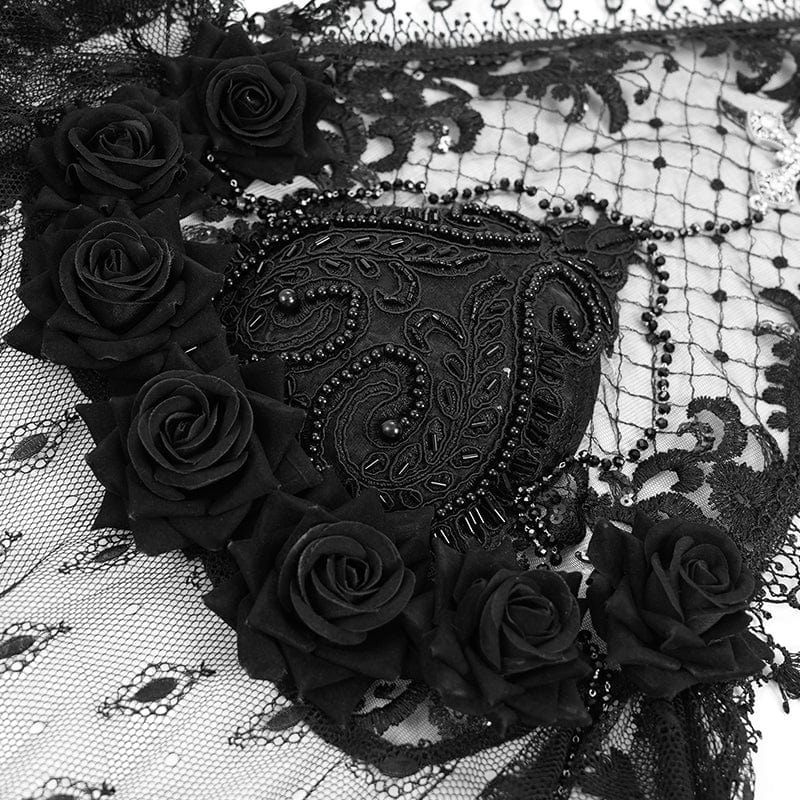 EVA LADY Women's Gothic Rose Tassel Lace Headwear