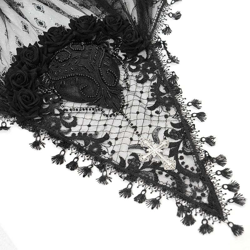 EVA LADY Women's Gothic Rose Tassel Lace Headwear
