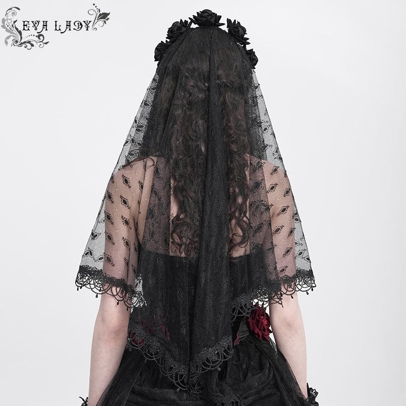 EVA LADY Women's Gothic Rose Tassel Lace Headwear