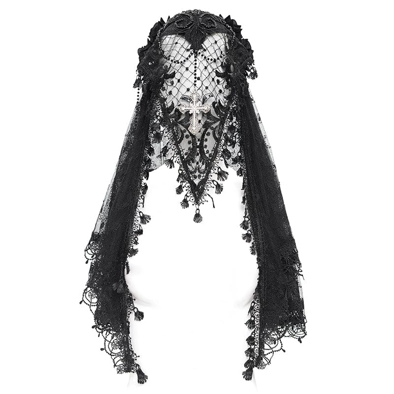 EVA LADY Women's Gothic Rose Tassel Lace Headwear