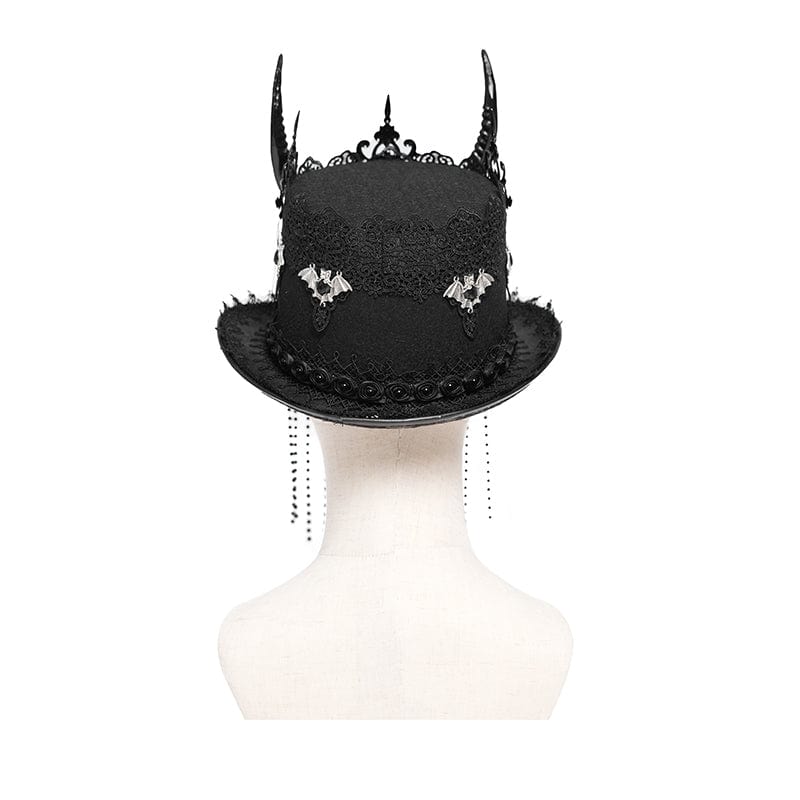 EVA LADY Women's Gothic Skull&Horn Beaded Hat