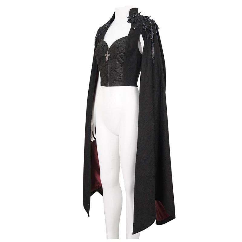 EVA LADY Women's Gothic Stand Collar Floral Embroidered Shirt