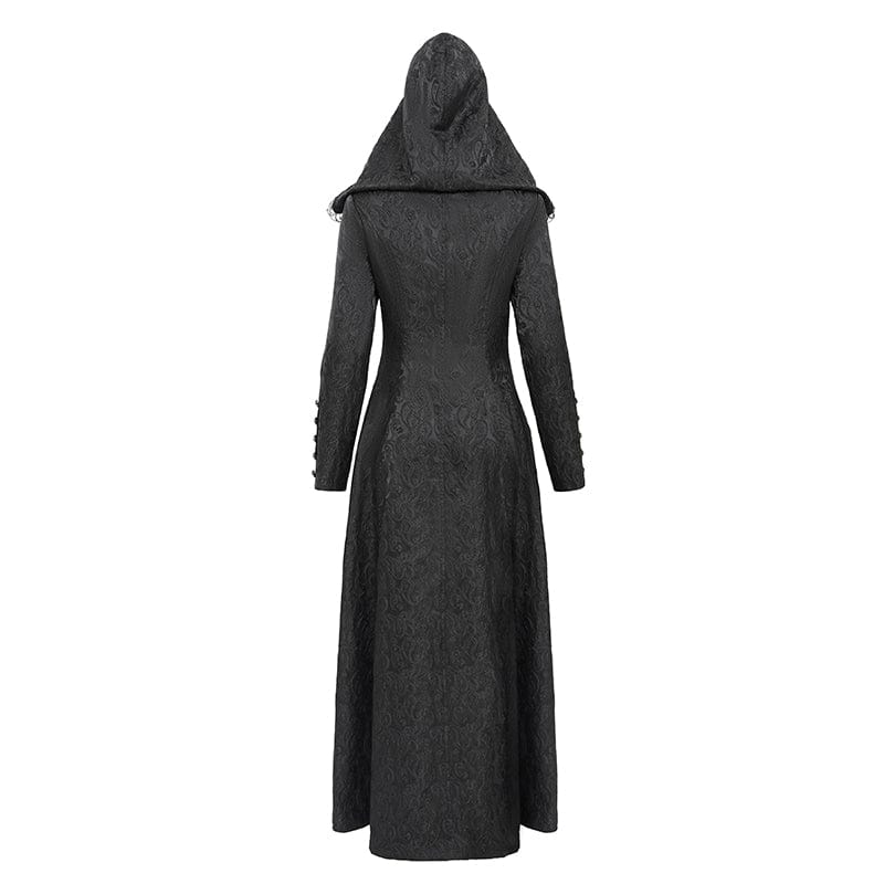 EVA LADY Women's Gothic Stand Collar Ruffled Coat with Hood