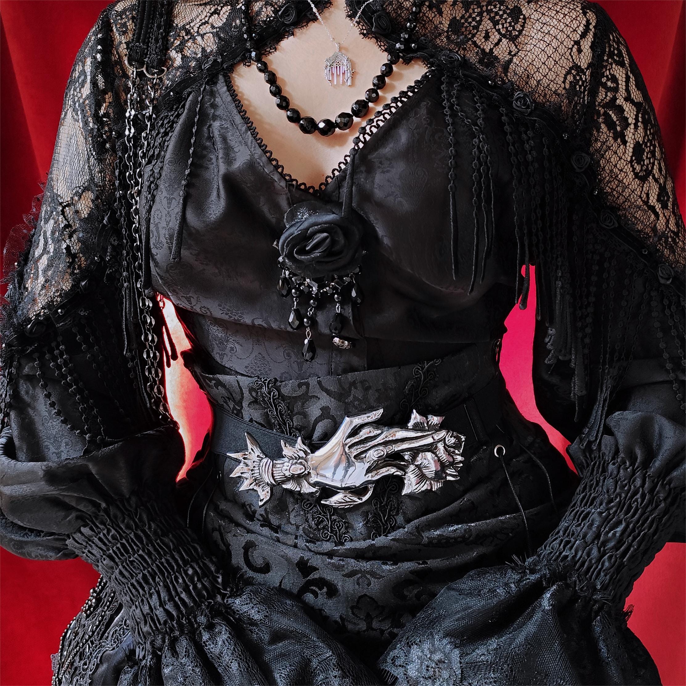 EVA LADY Women's Gothic Tassels Cut-out Long Sleeved Shirt