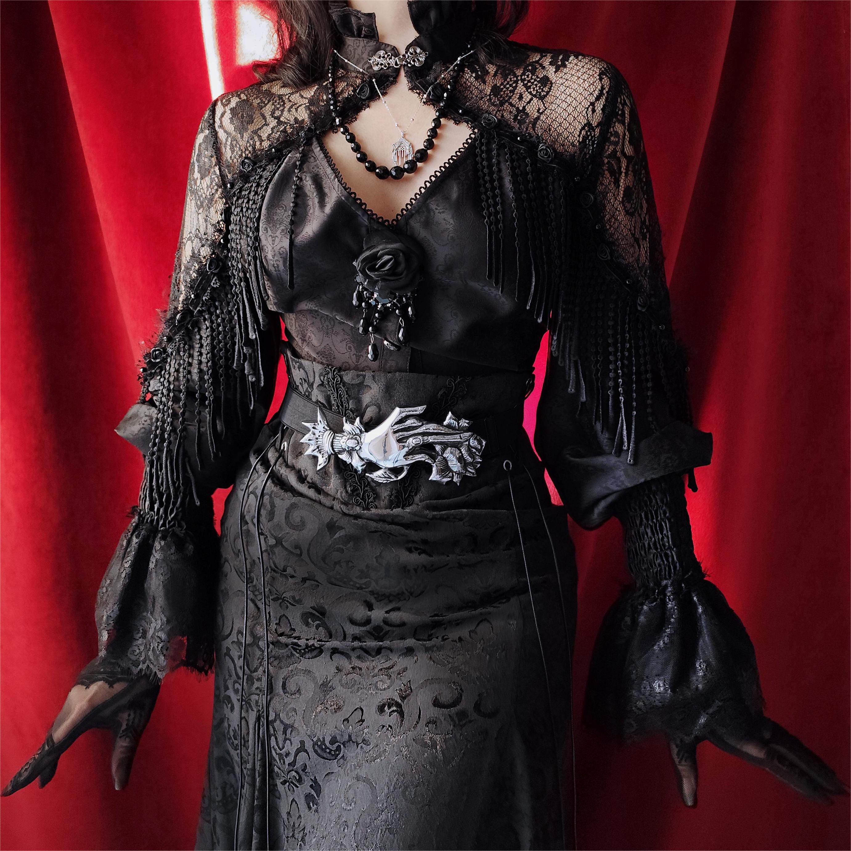 EVA LADY Women's Gothic Tassels Cut-out Long Sleeved Shirt