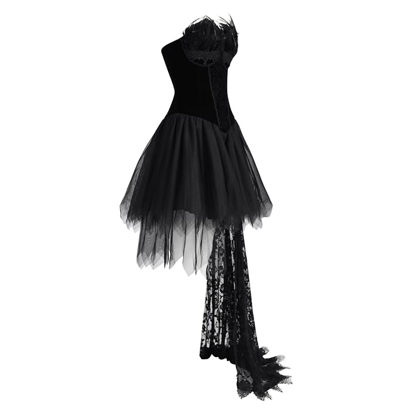 EVA LADY Women's Grungy Punk Goth Short Wedding Dress