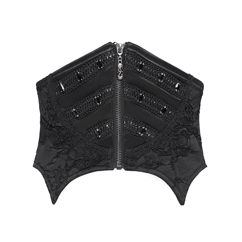 EVA LADY Women's Punk Batwing Beaded Lace-up Underbust Corset