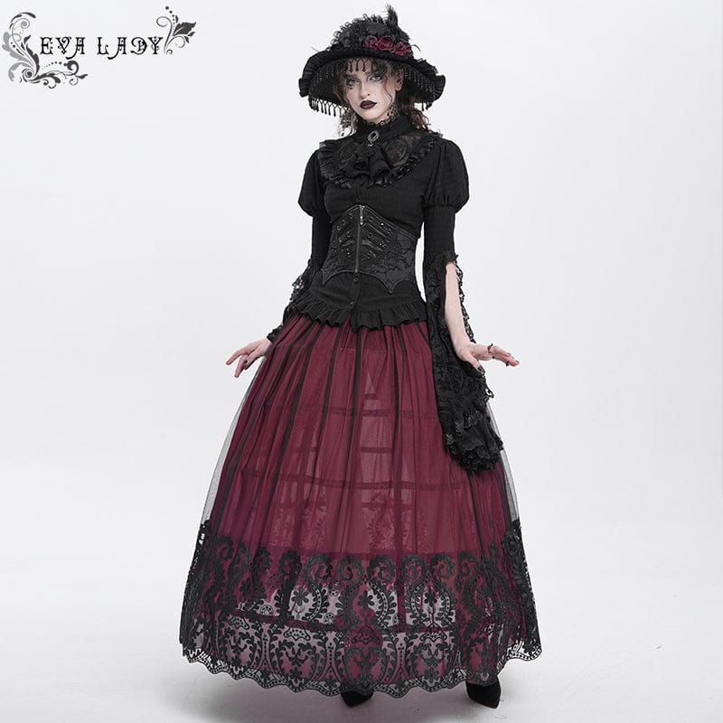 EVA LADY Women's Punk Batwing Beaded Lace-up Underbust Corset