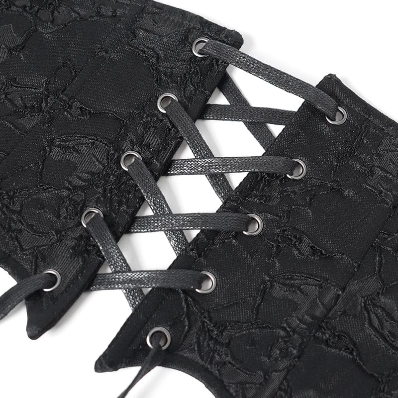 EVA LADY Women's Punk Batwing Beaded Lace-up Underbust Corset