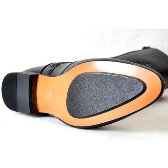 Kobine Men's Buckle Up Zipper Faux Leather Pointed Martin Boots