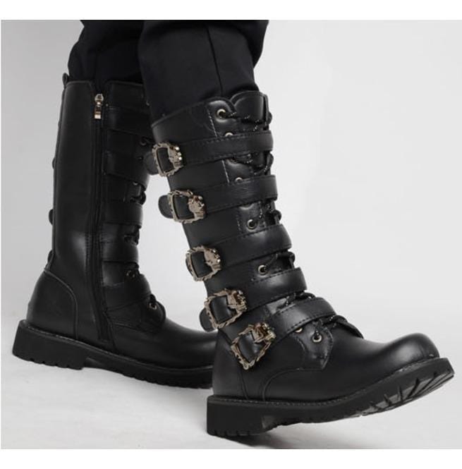 Kobine Men's Faux Leather Martin Boots With Adjustable Buckles