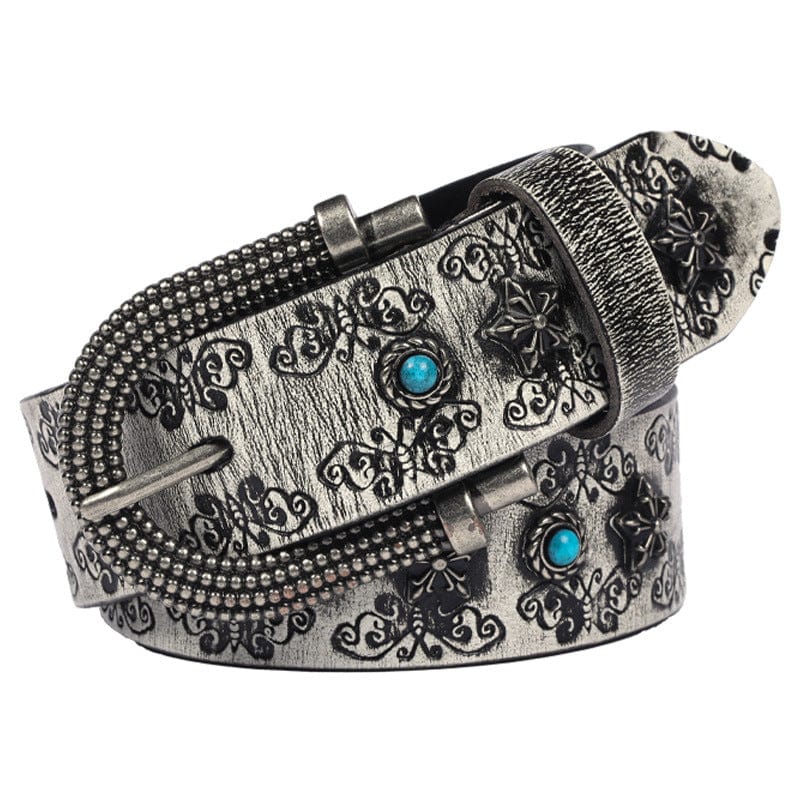 Kobine Men's Gothic Butterfly Embossed Belt