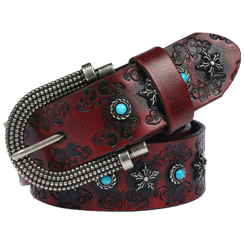 Kobine Men's Gothic Butterfly Embossed Belt