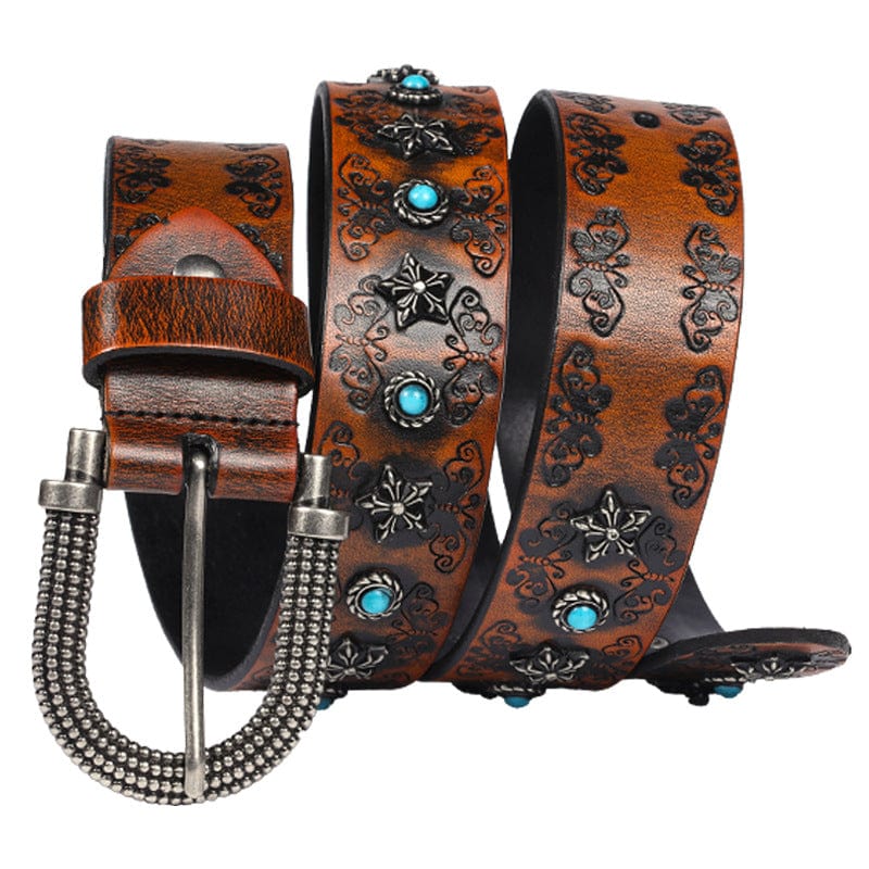 Kobine Men's Gothic Butterfly Embossed Belt