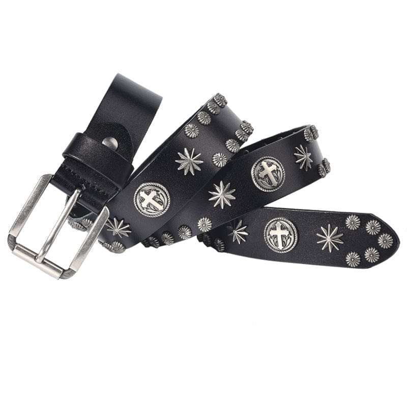 Kobine Men's Gothic Cross Studded Belt