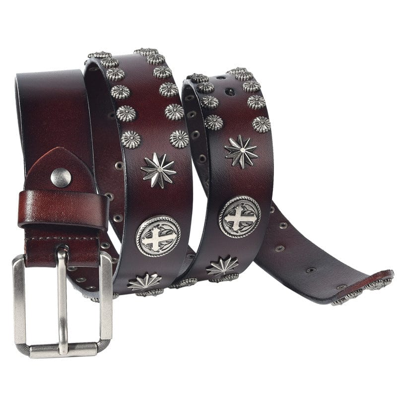 Kobine Men's Gothic Cross Studded Belt