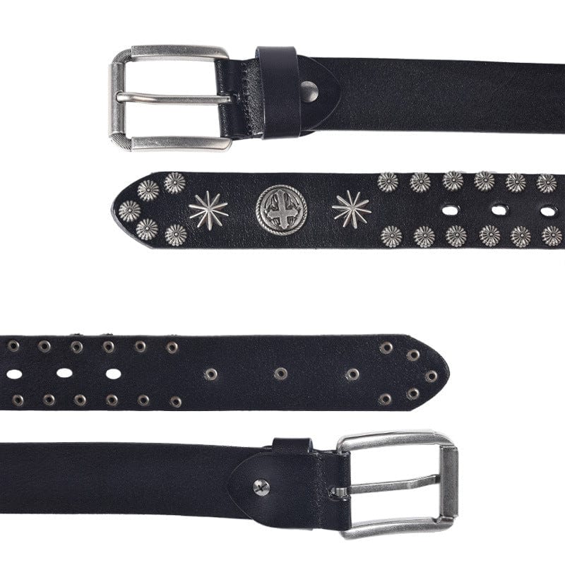 Kobine Men's Gothic Cross Studded Belt