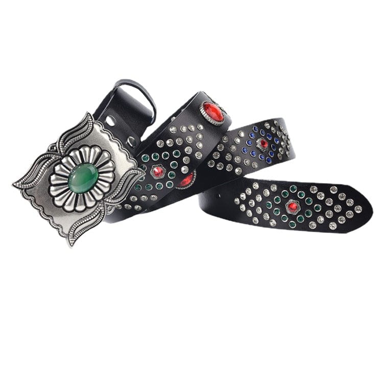 Kobine Men's Gothic Emerald Studded Belt