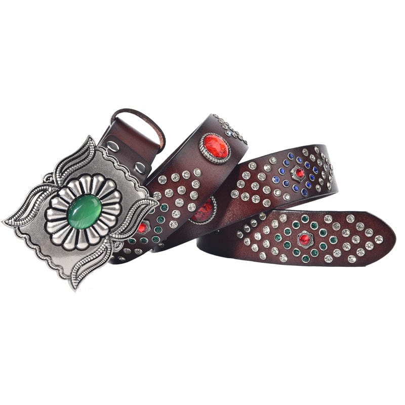 Kobine Men's Gothic Emerald Studded Belt