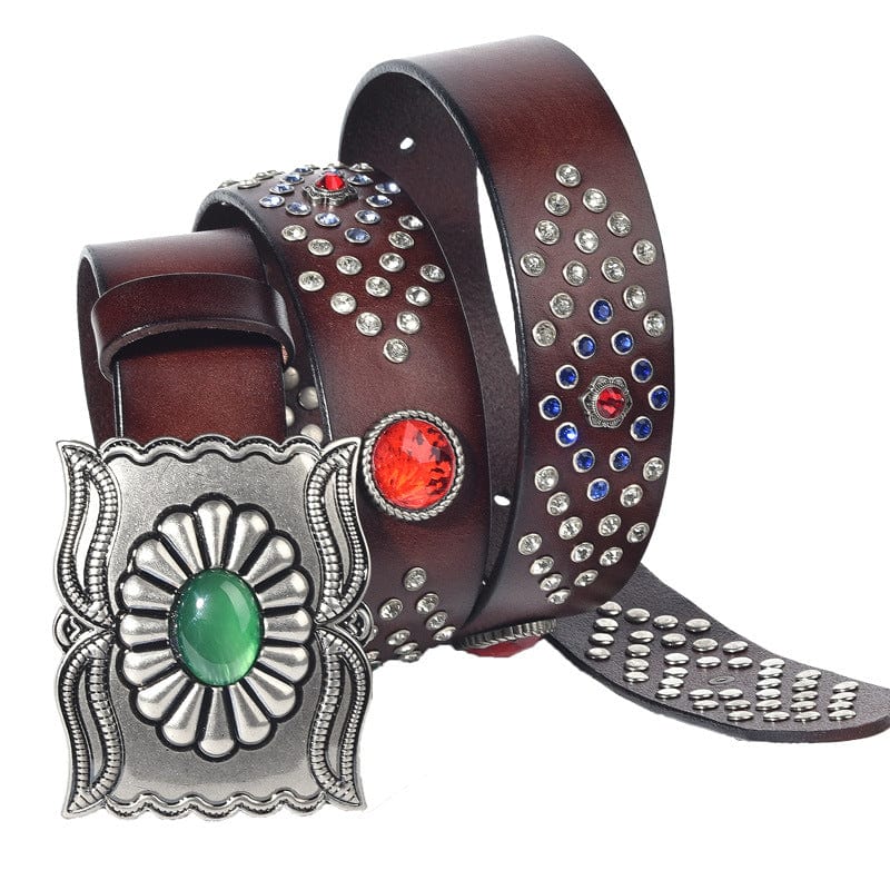 Kobine Men's Gothic Emerald Studded Belt