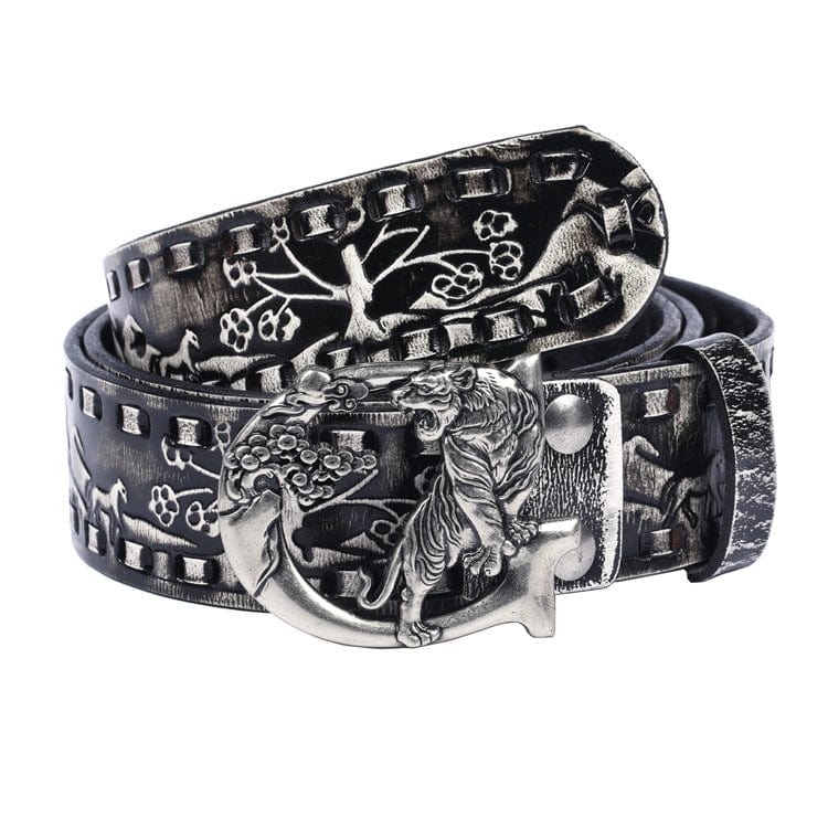 Kobine Men's Gothic Emobossed Tiger Belt