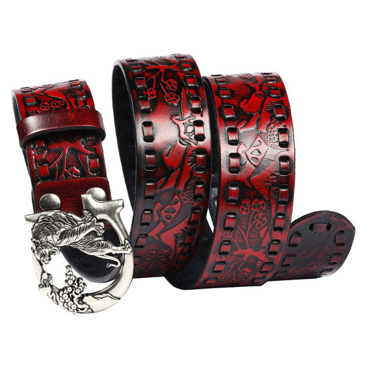 Kobine Men's Gothic Emobossed Tiger Belt
