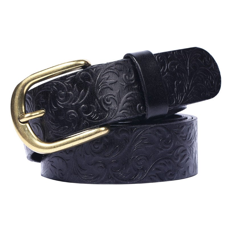 Kobine Men's Gothic Floral Embossed Belt