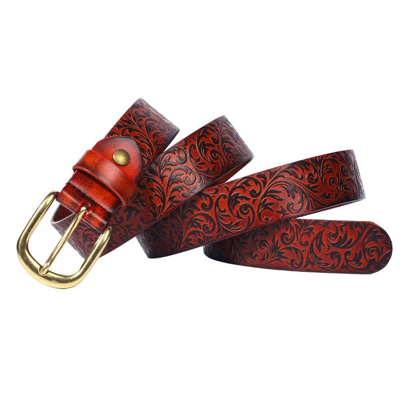 Kobine Men's Gothic Floral Embossed Belt