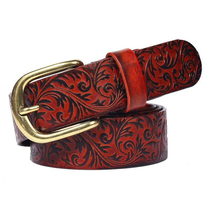 Kobine Men's Gothic Floral Embossed Belt